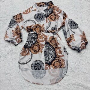 White Puff Sleeve Button Down Tunic